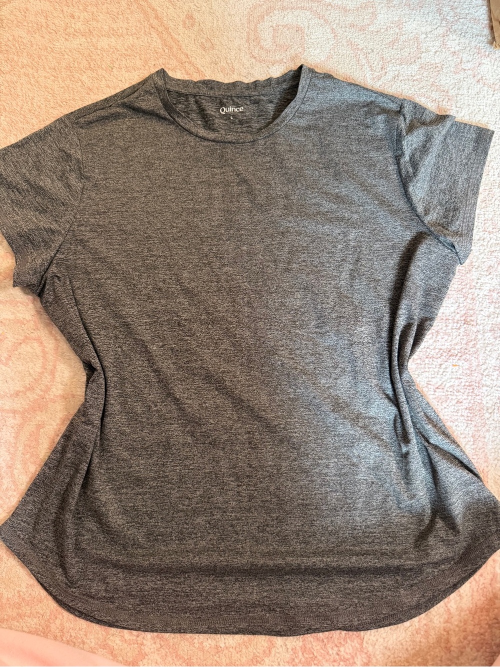 Quince Women's Short Sleeve Crewneck Tee in Heather Gray Large